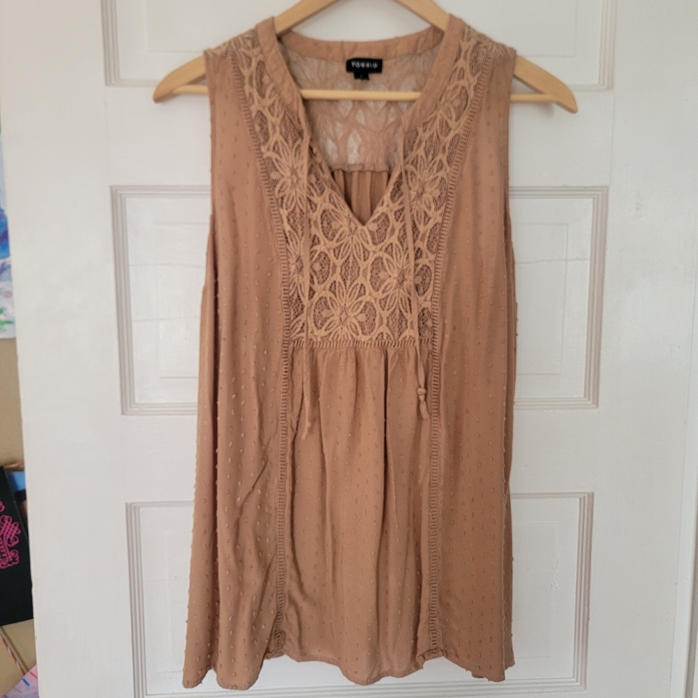 Torrid Beige Sleeveless Lace Blouse